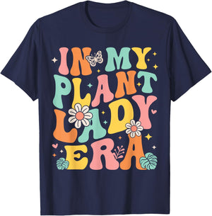 In My Plant Lady Era Groovy Plant Lover Gardening Plant Mama T-Shirt - T-Shirt | Navy