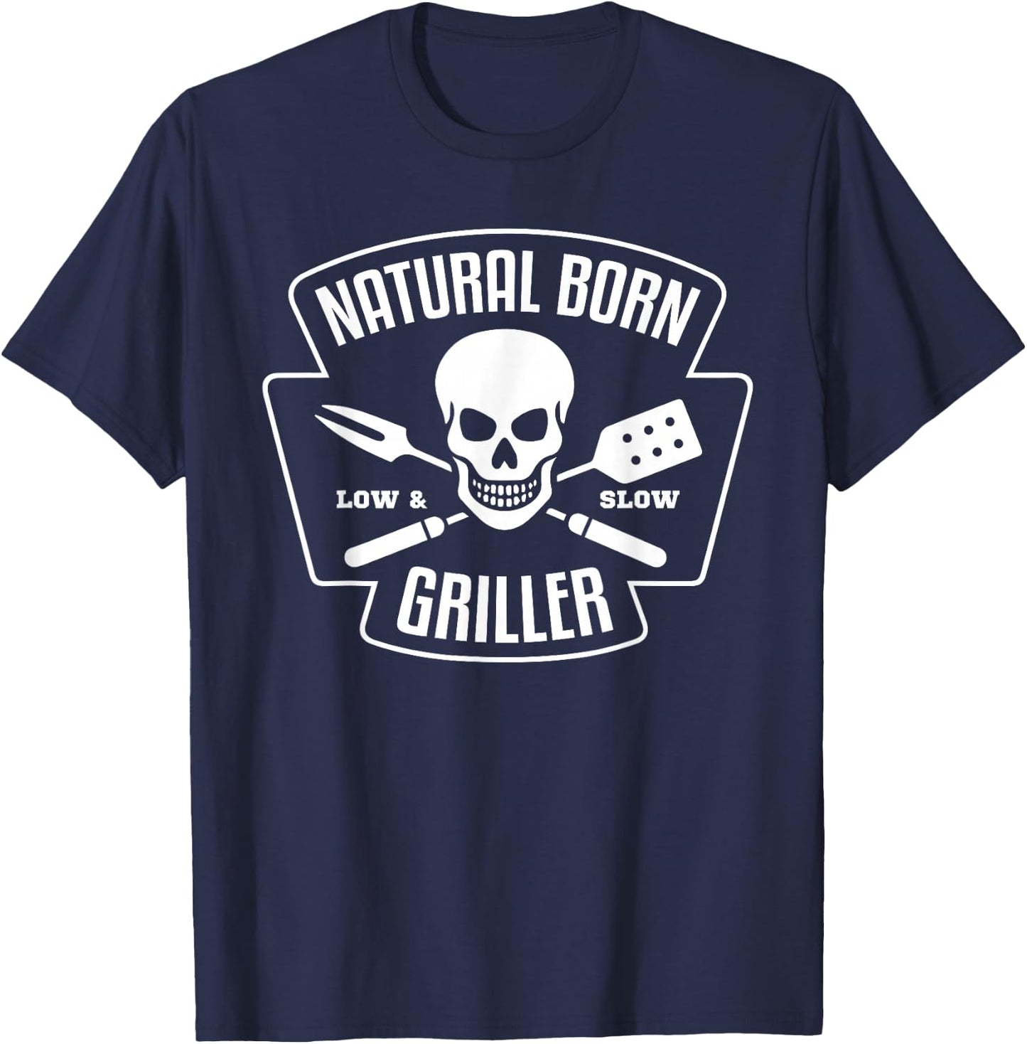 Barbecue Natural Born Grillmeister Griller Grill Gift T-Shirt - T-Shirt | Navy