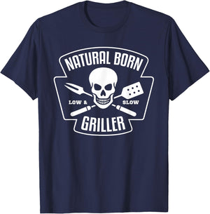 Barbecue Natural Born Grillmeister Griller Grill Gift T-Shirt - T-Shirt | Navy
