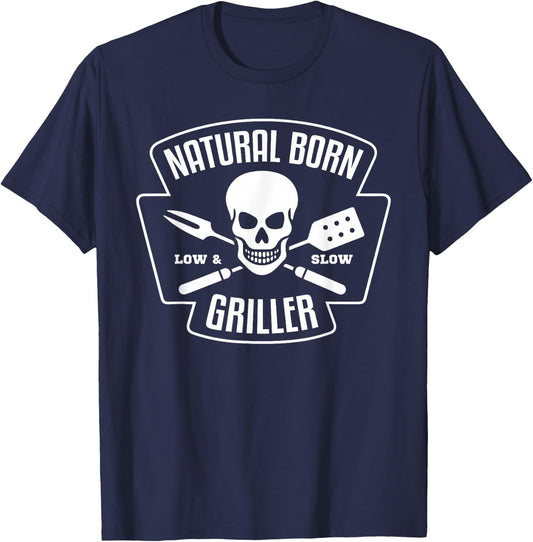 Barbecue Natural Born Grillmeister Griller Grill Gift T-Shirt - T-Shirt | Navy