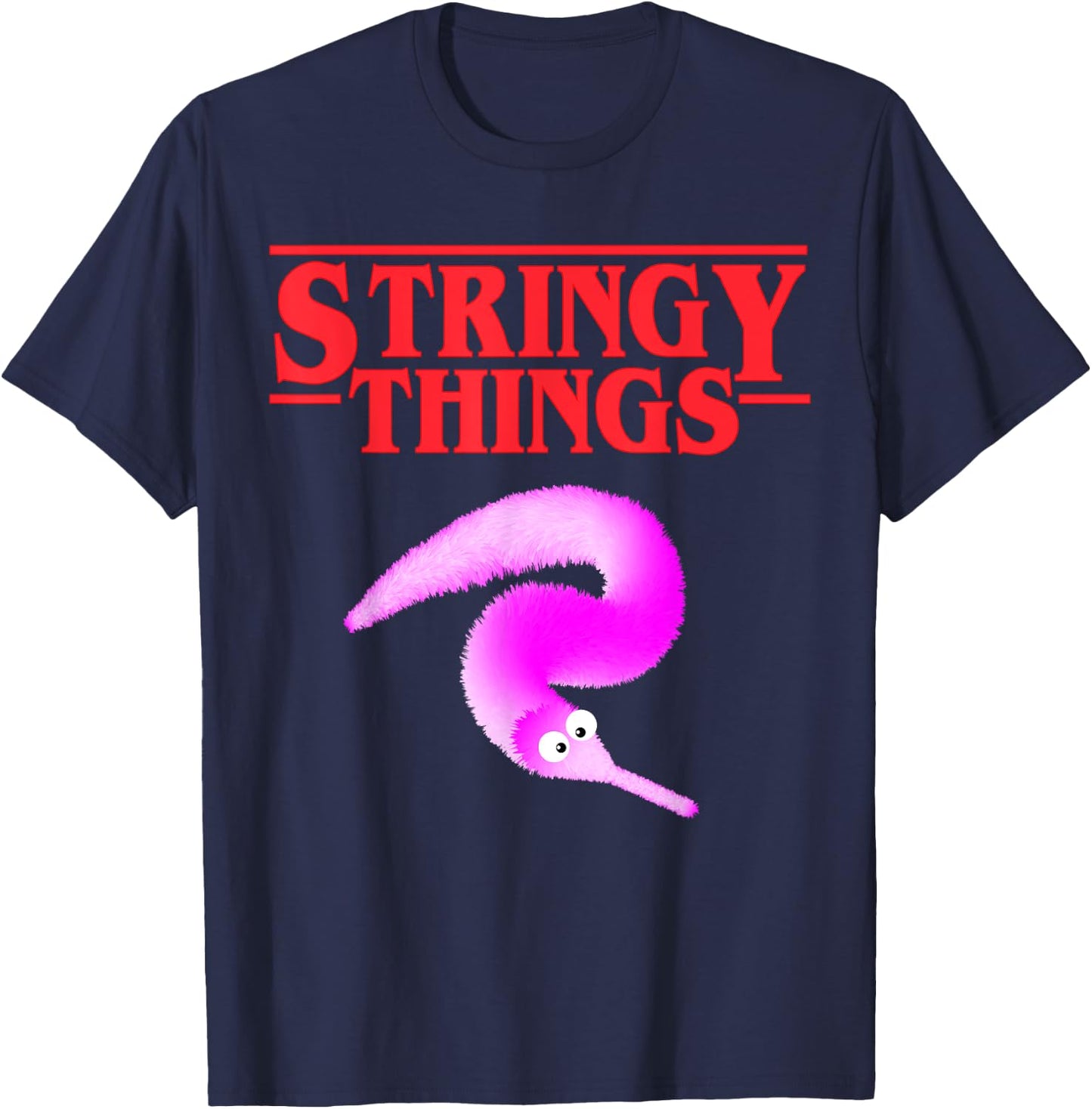 Stringy Things, Fuzzy Magic Worm on a String Dank Meme Gift T-Shirt - T-Shirt | Navy