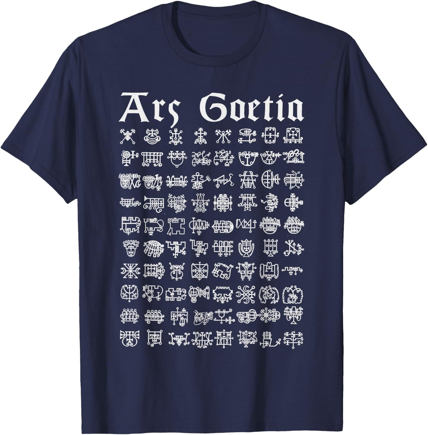 Ars Goetia Lesser Key of solomon lemegeton 72 Demons Sigils T-Shirt - T-Shirt | Navy