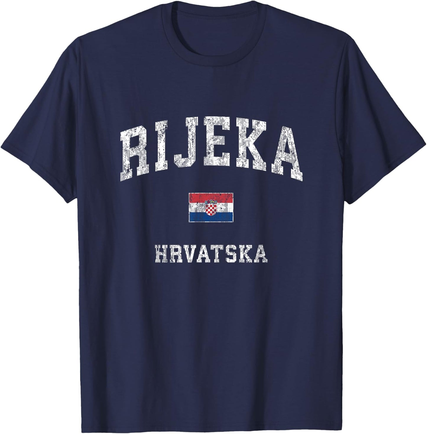 Rijeka Croatia Hrvatska Vintage Athletic Sports Design T-Shirt - T-Shirt | Navy