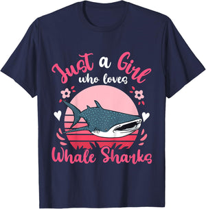 Kids Whale Shark Just a Girl Who Loves Whale Sharks T-Shirt - T-Shirt | Navy