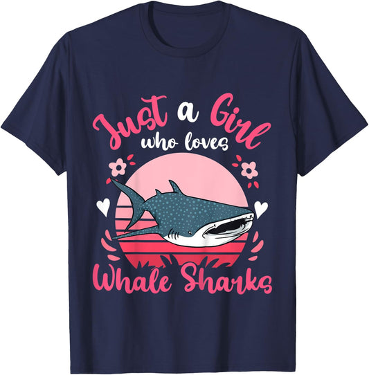 Kids Whale Shark Just a Girl Who Loves Whale Sharks T-Shirt - T-Shirt | Navy