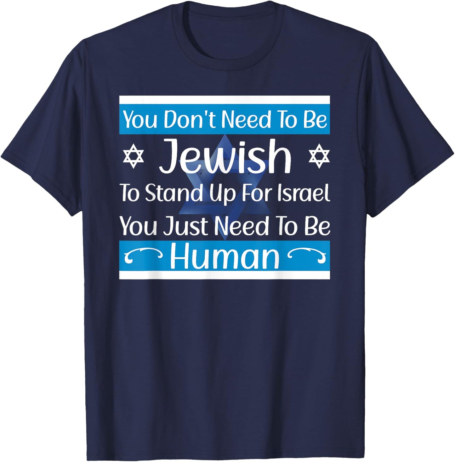 Jewish Flag Quote I Stand With Israel Israeli Flag T-Shirt - T-Shirt | Navy