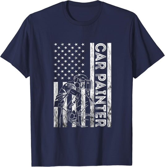 Auto Body Painter America Autobody Technician Car Painter T-Shirt - T-Shirt | Navy