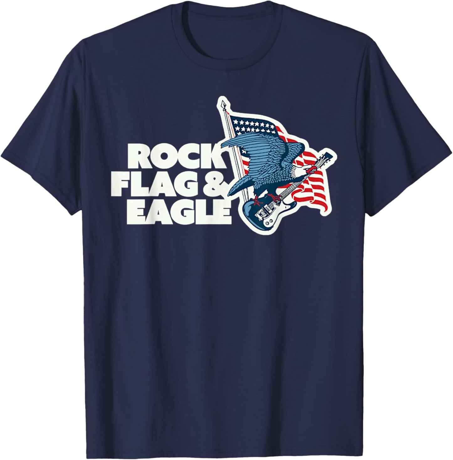 Instrument Rock Bass Flag And Eagle Guitar Animal Retro T-Shirt - T-Shirt | Navy