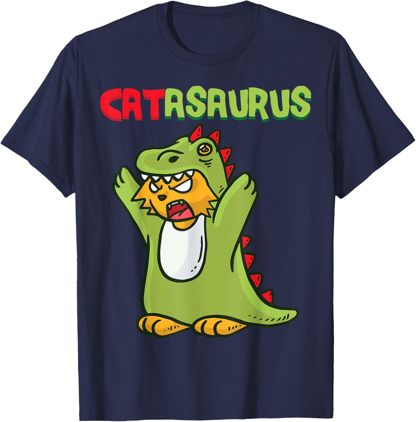 Catasaurus T-Rex Cat Dinosaur Cat Dino Kitten Halloween Women Kids T-Shirt - T-Shirt | Navy