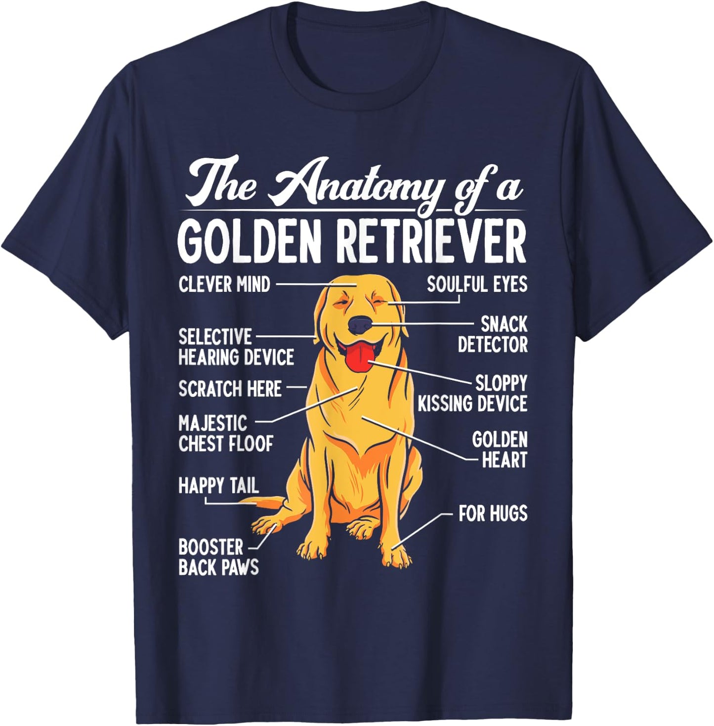 The Anatomy Of A Golden Retriever Funny Dog Lover Puppy Women Girls Kids T-Shirt - T-Shirt | Navy