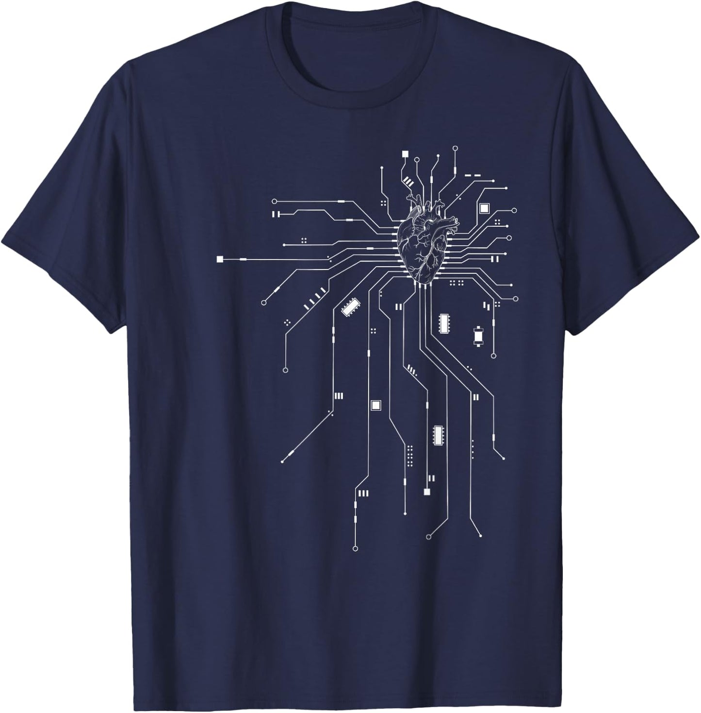 Anatomical Heart CPU Processor PCB Board Computer Programmer T-Shirt - T-Shirt | Navy