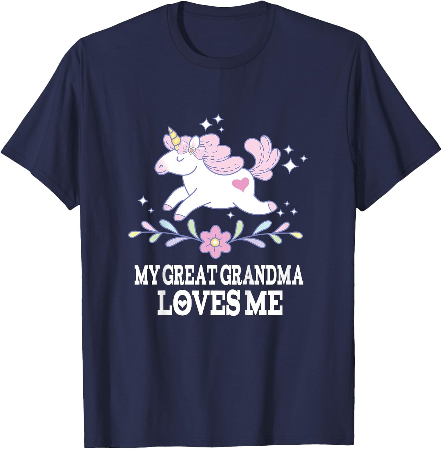 My Great Grandma Loves Me Girl Unicorn Granddaughter T-Shirt - T-Shirt | Navy