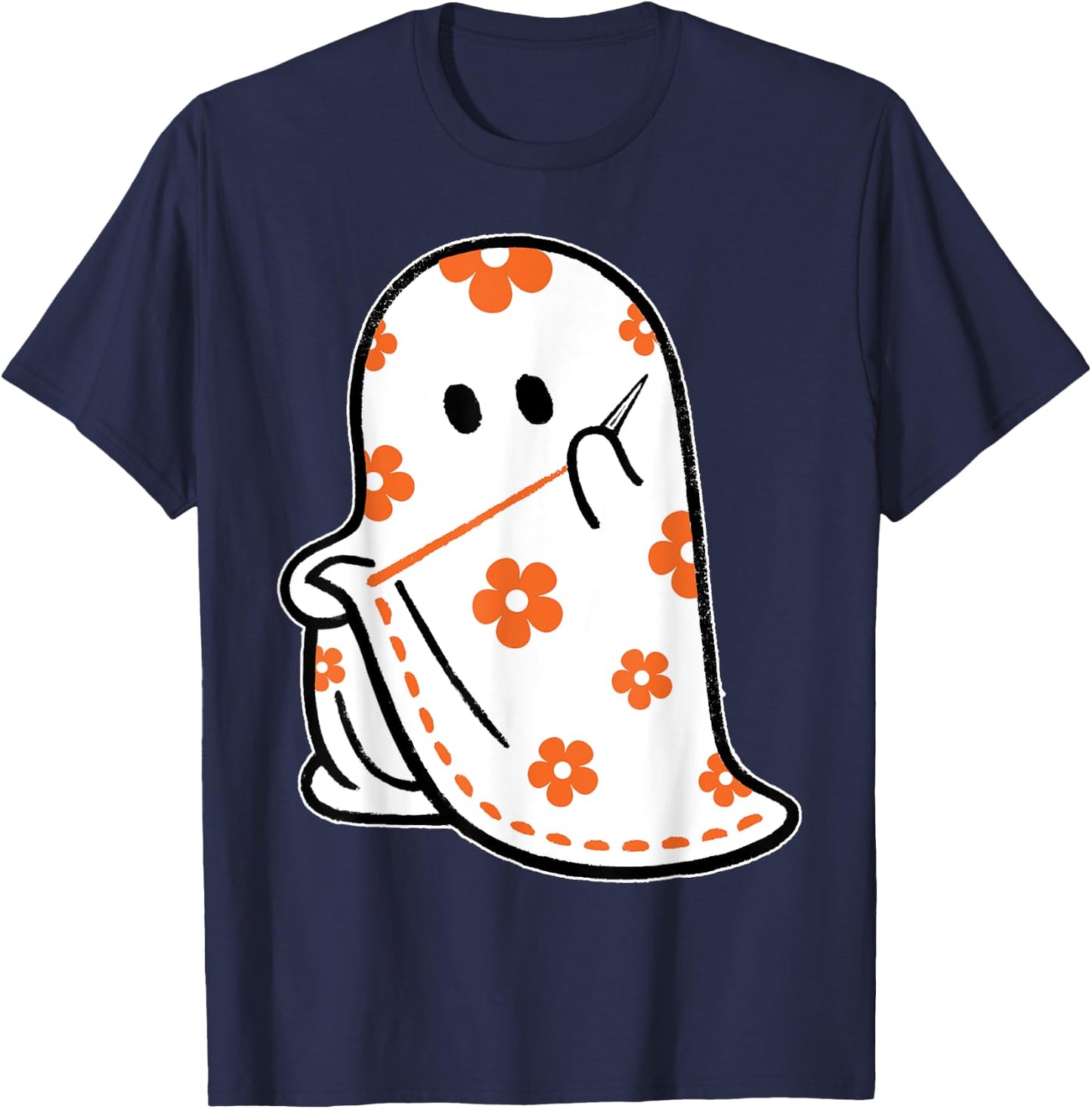 Halloween Costume Sewing Ghost Boo Funny Sewing Lovers Women T-Shirt - T-Shirt | Navy
