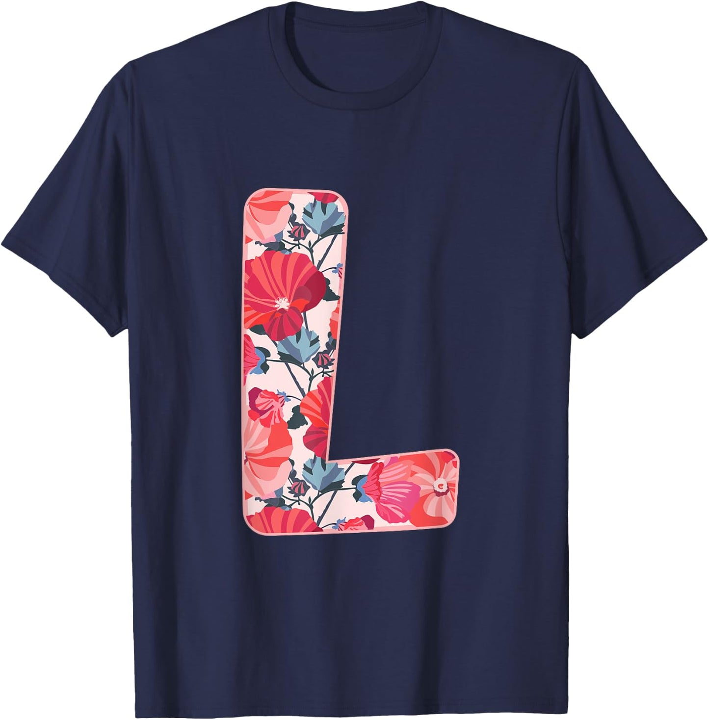 Letter L Alphabet First Name Consonant Flower Garden Gift T-Shirt - T-Shirt | Navy