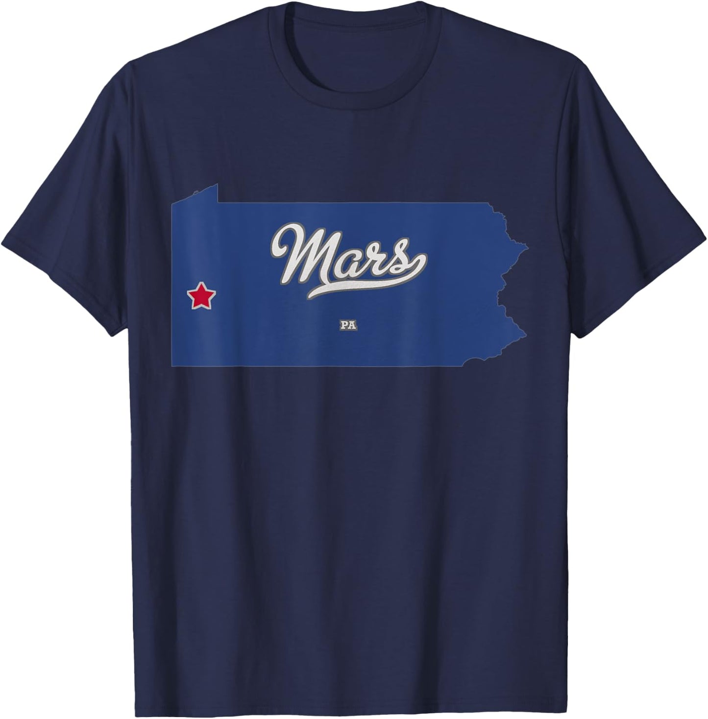 Mars Pennsylvania PA Map T-Shirt - T-Shirt | Navy