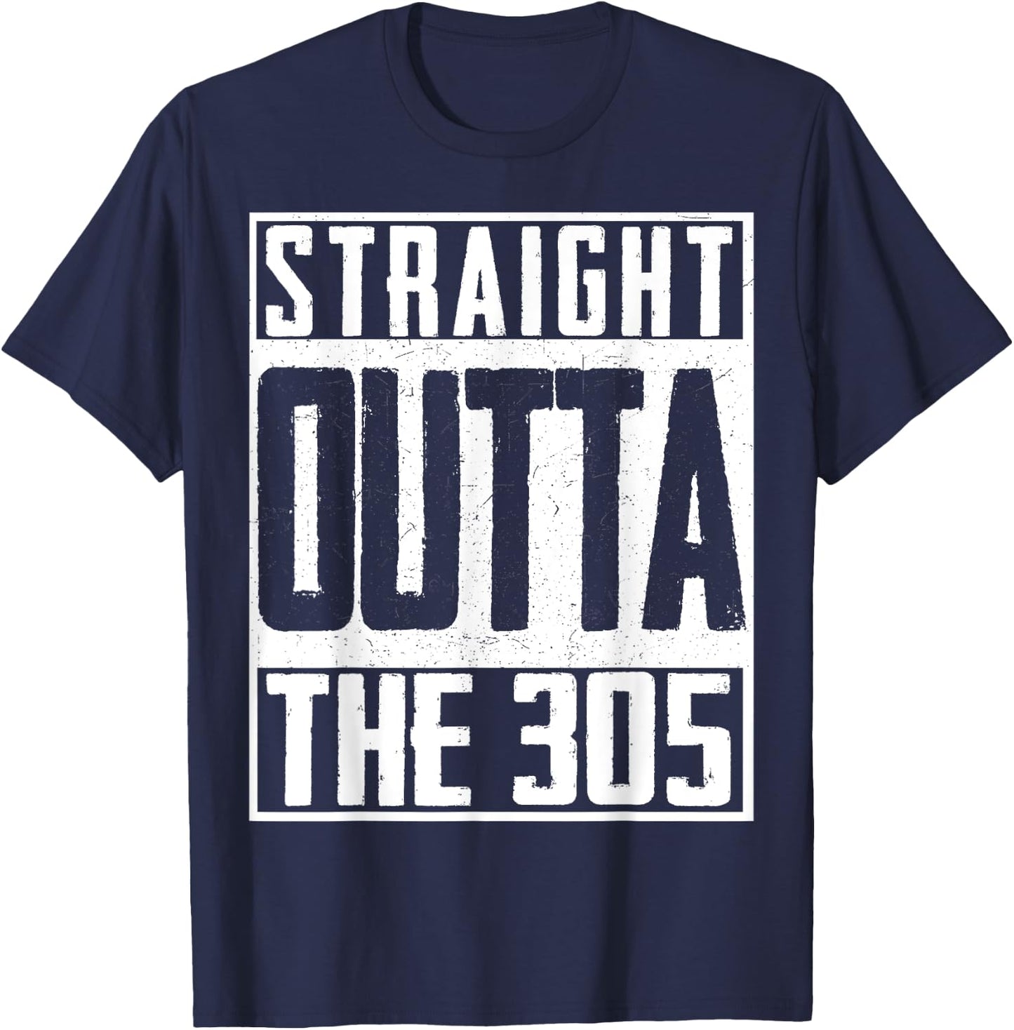 Straight Outta The 305 Miami Baseball Fan T-Shirt - T-Shirt | Navy