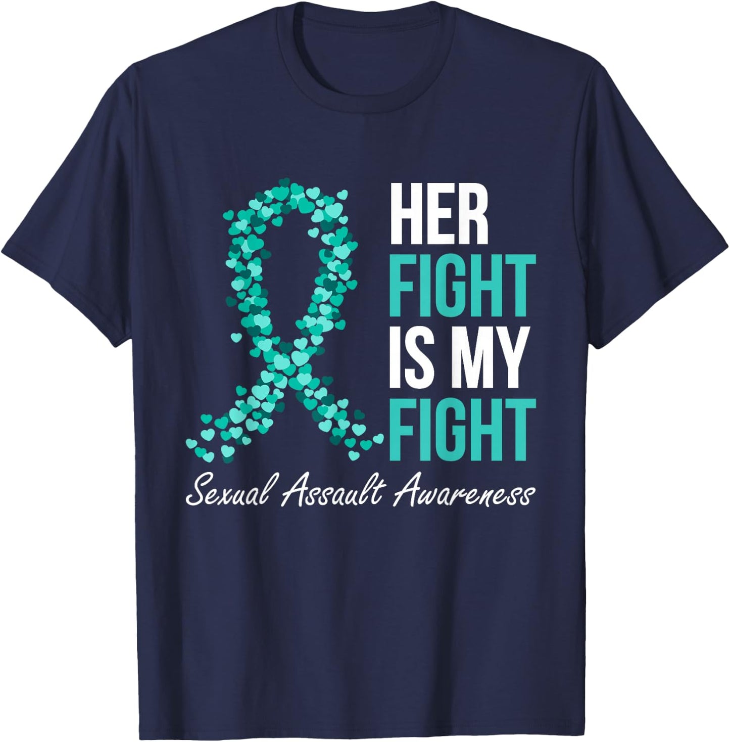 Sexual Assault Awareness Month I Wear Teal Ribbon Support T-Shirt - T-Shirt | Navy
