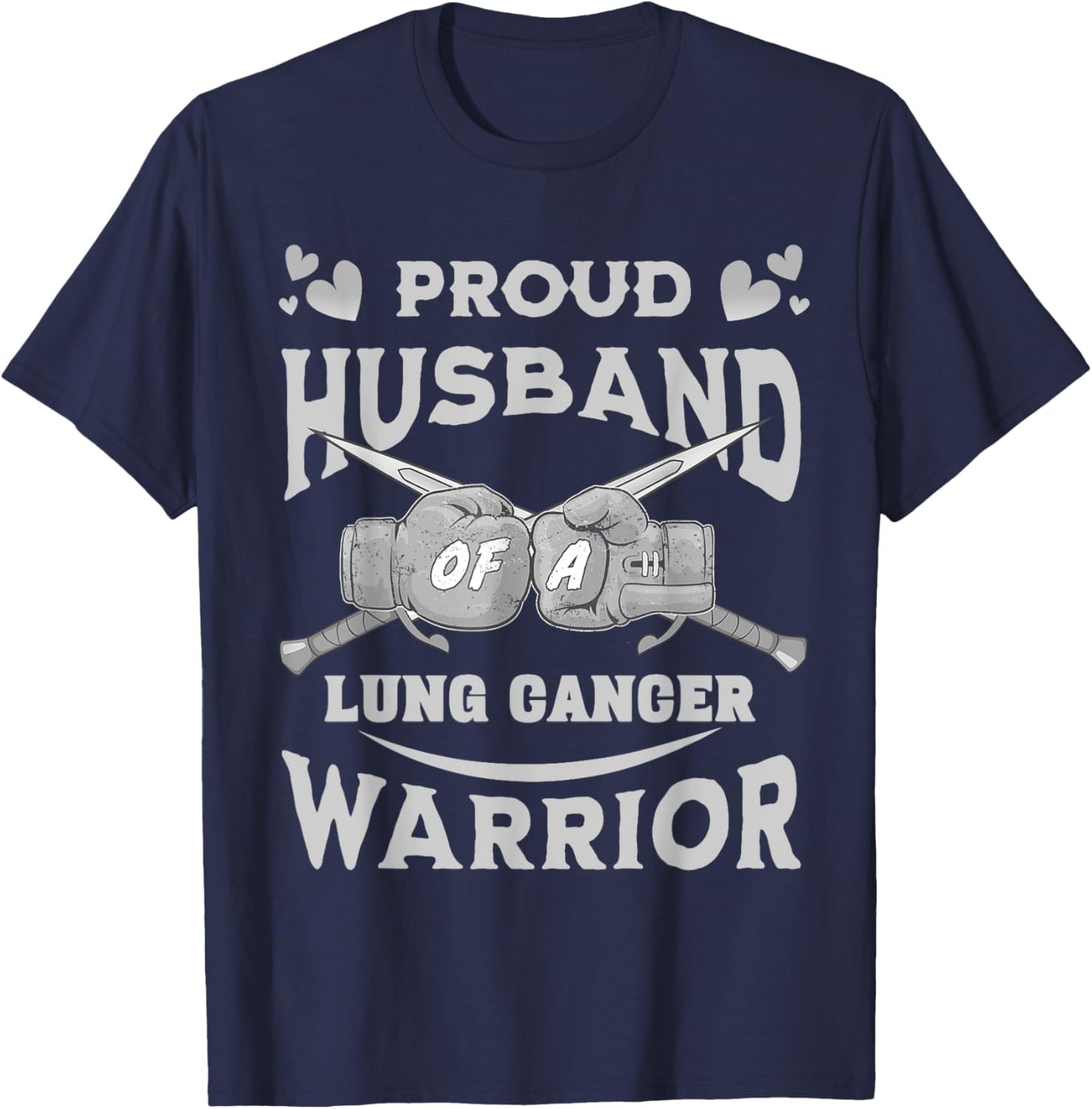 Proud Husband Of A Lung Cancer Warrior T-Shirt - T-Shirt | Navy