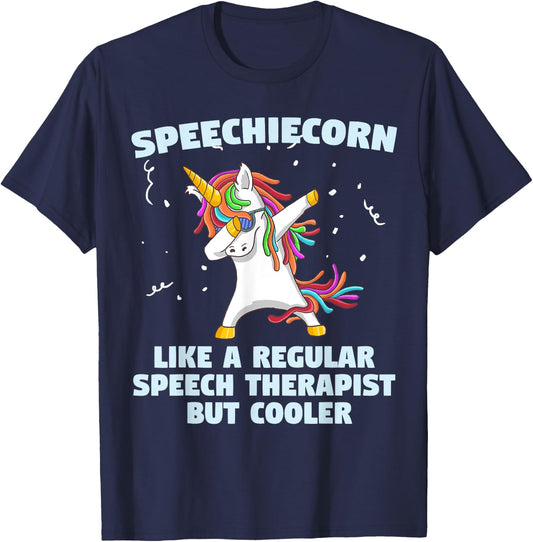 Speech Unicorn Therapy SLP Gift Speech Therapy Pathologist T-Shirt - T-Shirt | Navy