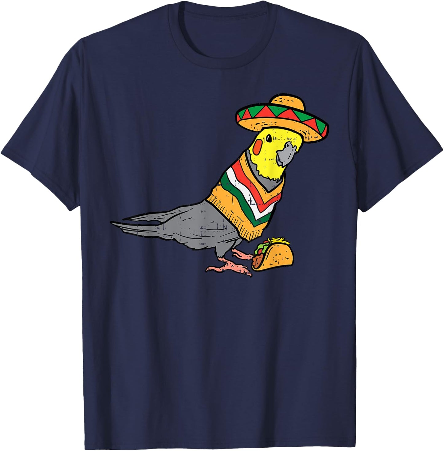 Mexican Cockatiel Bird Sombrero Taco Cute Cinco De Mayo T-Shirt - T-Shirt | Navy