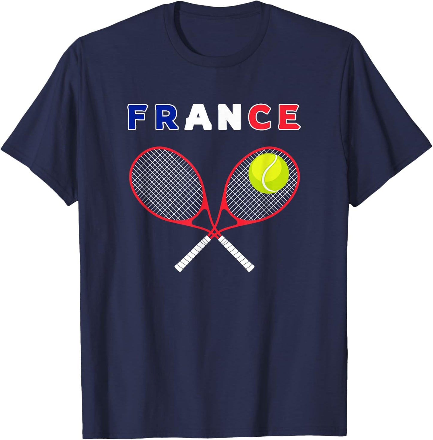 France Flag Tennis Ball Racket - Sports Fans T-Shirt - T-Shirt | Navy