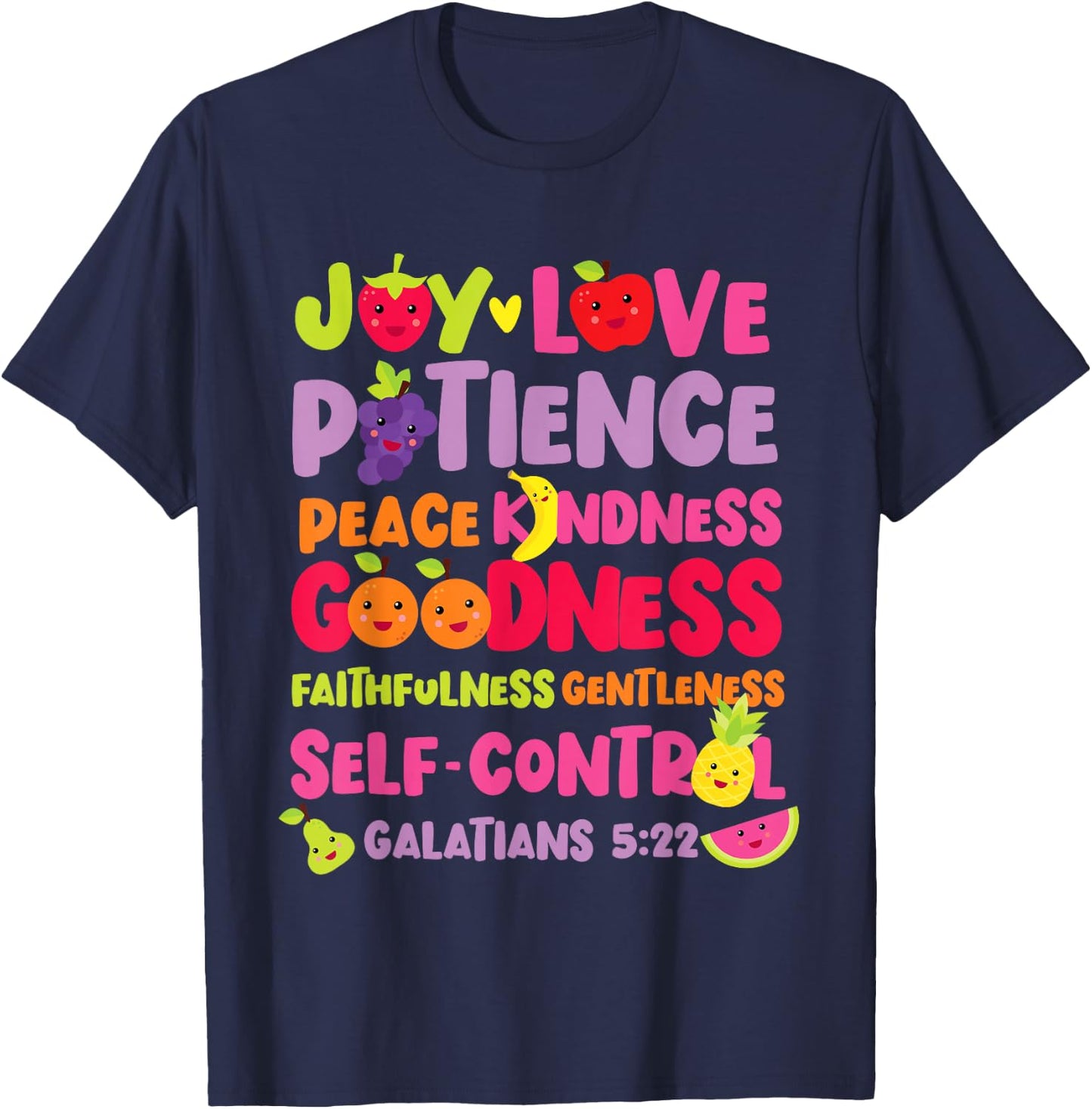 Christian Bible Verse Fruit Of The Spirit Galatians 5:22 T-Shirt - T-Shirt | Navy