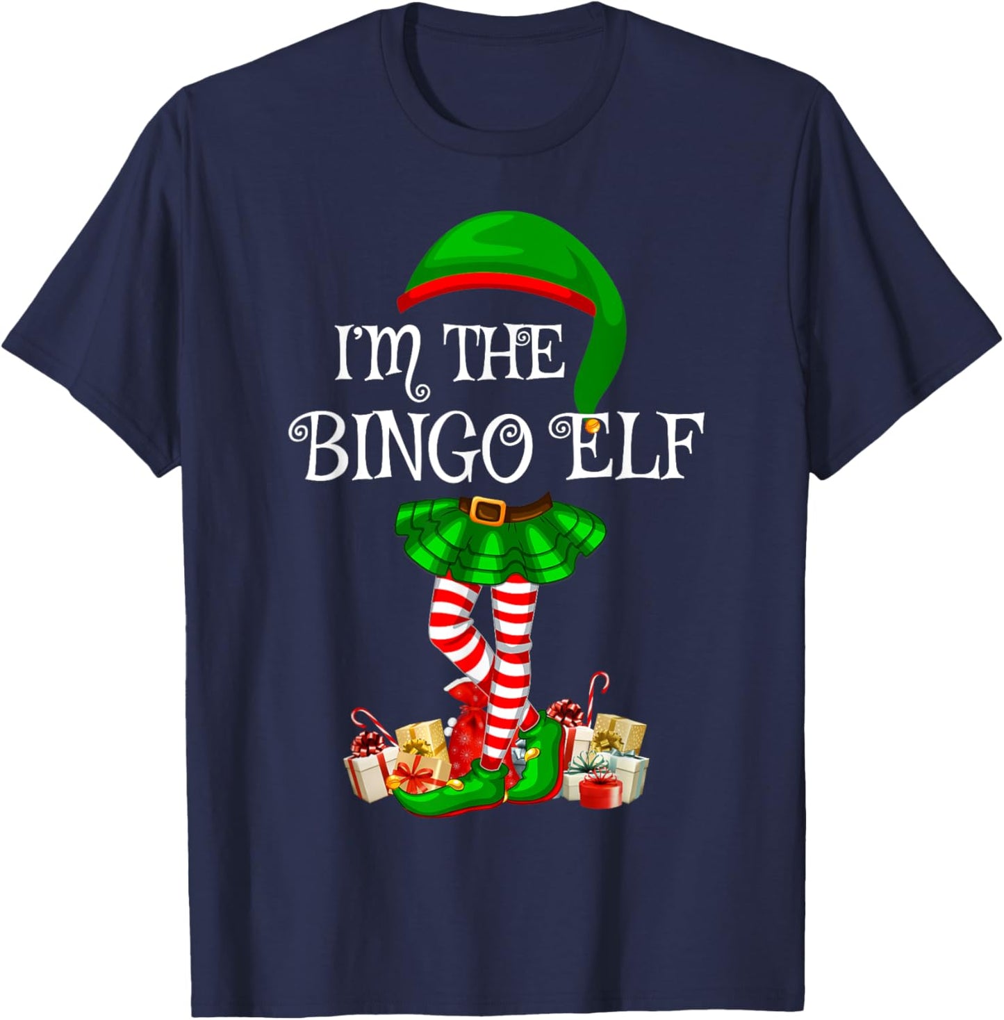 Matching Family Women Girls I'm The Bingo Elf Christmas T-Shirt - T-Shirt | Navy