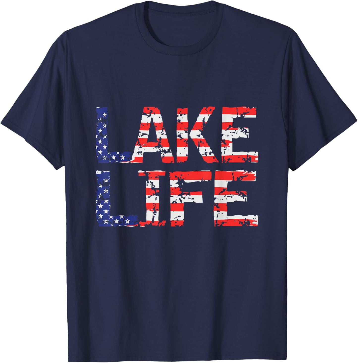 Vintage Lake Life 4th of July Patriotic T-Shirt - T-Shirt | Navy
