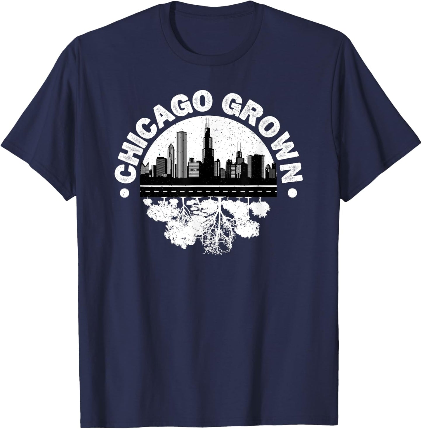 Chicago Grown Skyline Roots T-Shirt - T-Shirt | Navy