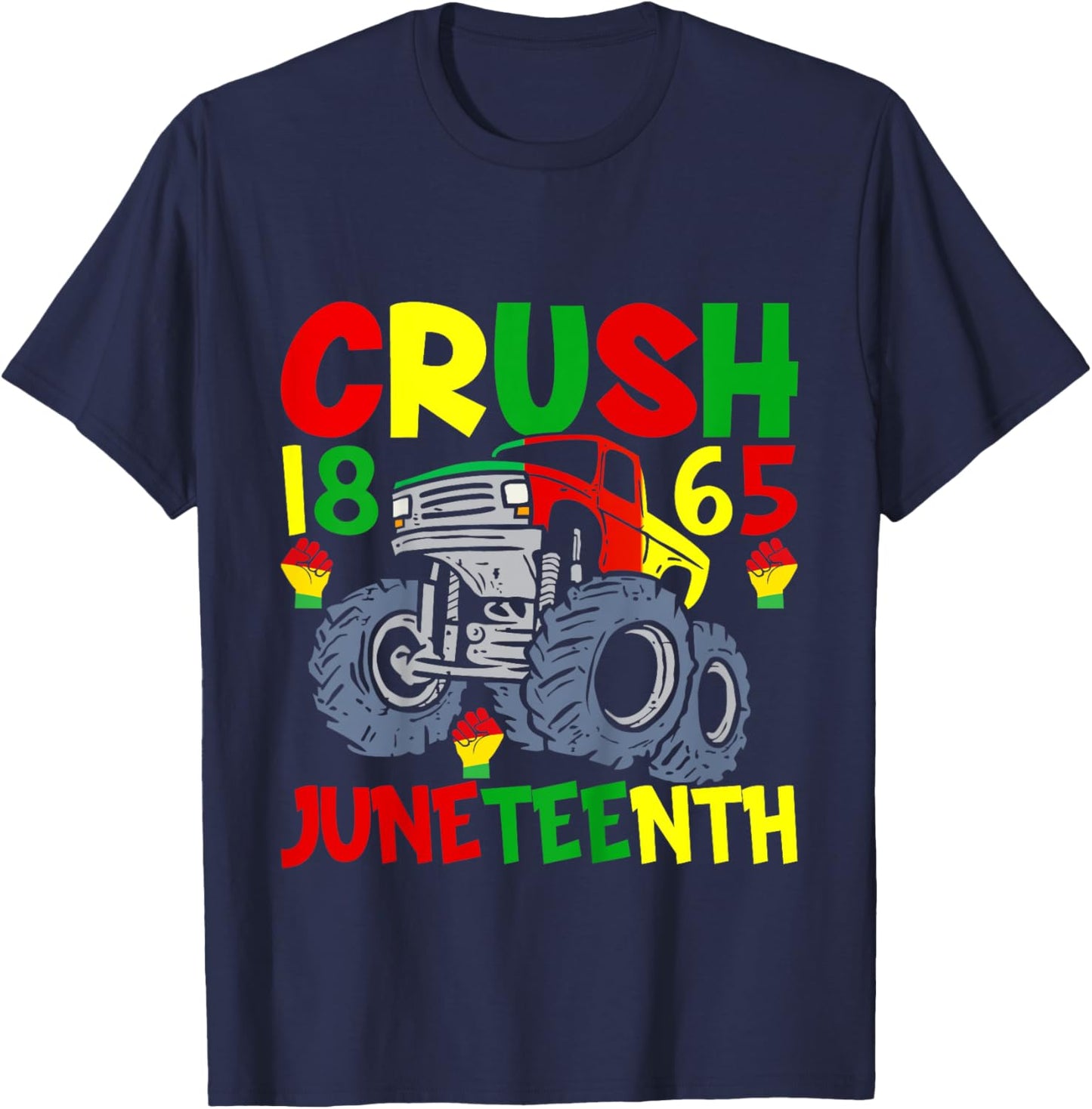 Kids Crush Juneteenth Truck Design For Juneteenth Boys T-Shirt - T-Shirt | Navy