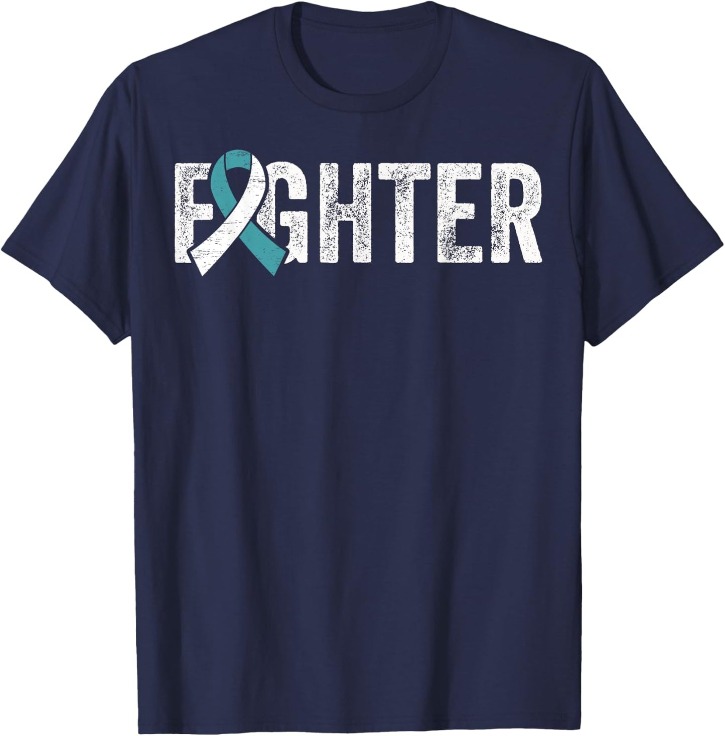 Cervical Cancer Fighter Cervix Cervical Cancer Awareness T-Shirt - T-Shirt | Navy