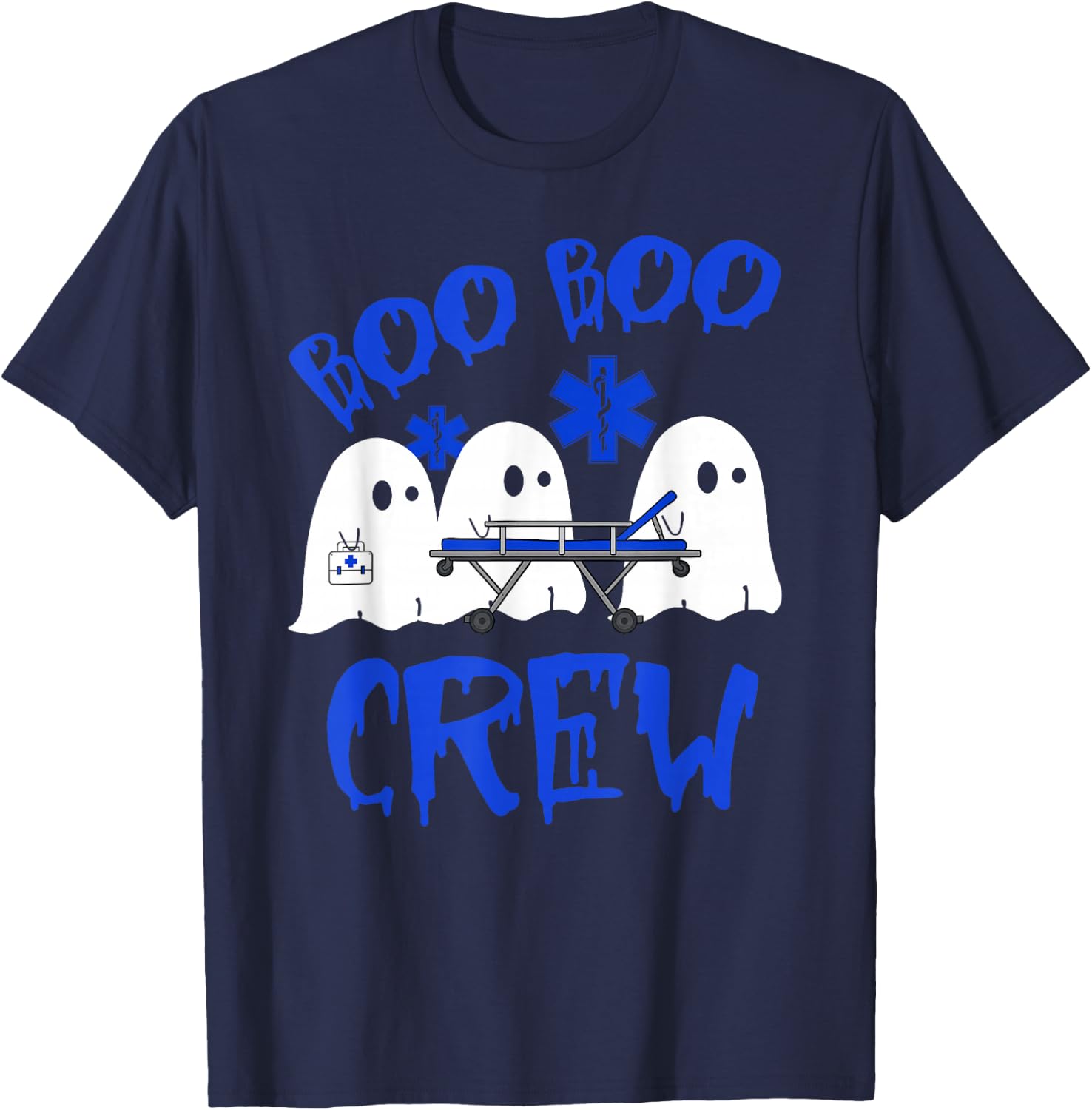 Boo Boo Crew Funny Ghost EMS EMT Paramedic Nurse Halloween T-Shirt - T-Shirt | Navy