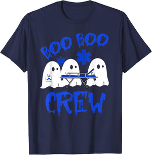 Boo Boo Crew Funny Ghost EMS EMT Paramedic Nurse Halloween T-Shirt - T-Shirt | Navy