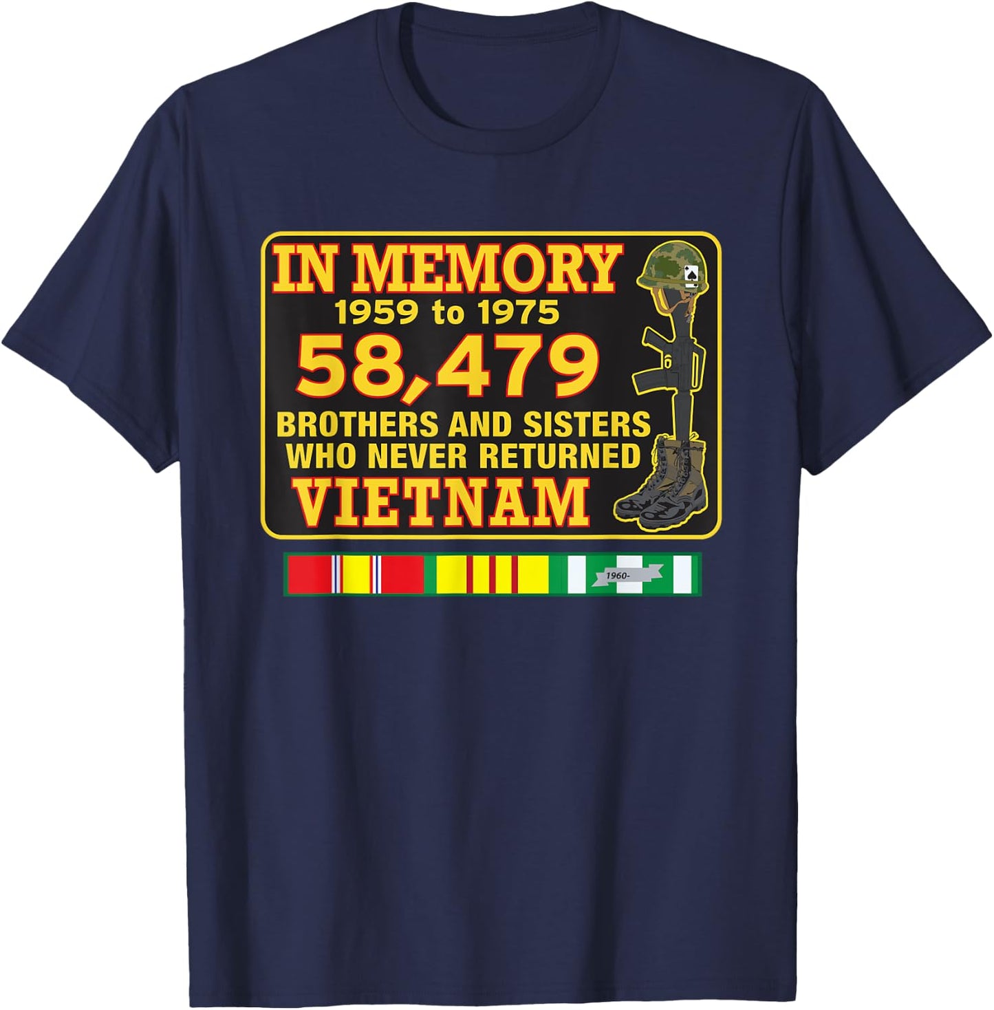 In Memory Vietnam 58,479 T-Shirt - T-Shirt | Navy