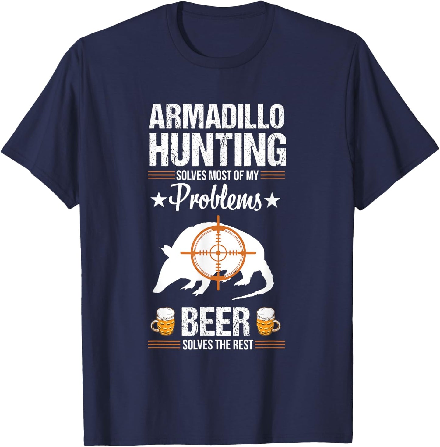Funny Beer Lover Armadillo Possum Hunting Hunter Hunt T-Shirt - T-Shirt | Navy