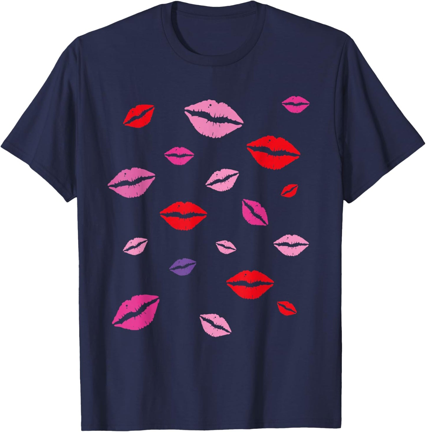 Kisses Painted Lips. T-Shirt - T-Shirt | Navy