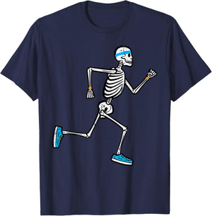 Halloween Skeleton Running Marathon Costume Men Women Kids T-Shirt - T-Shirt | Navy
