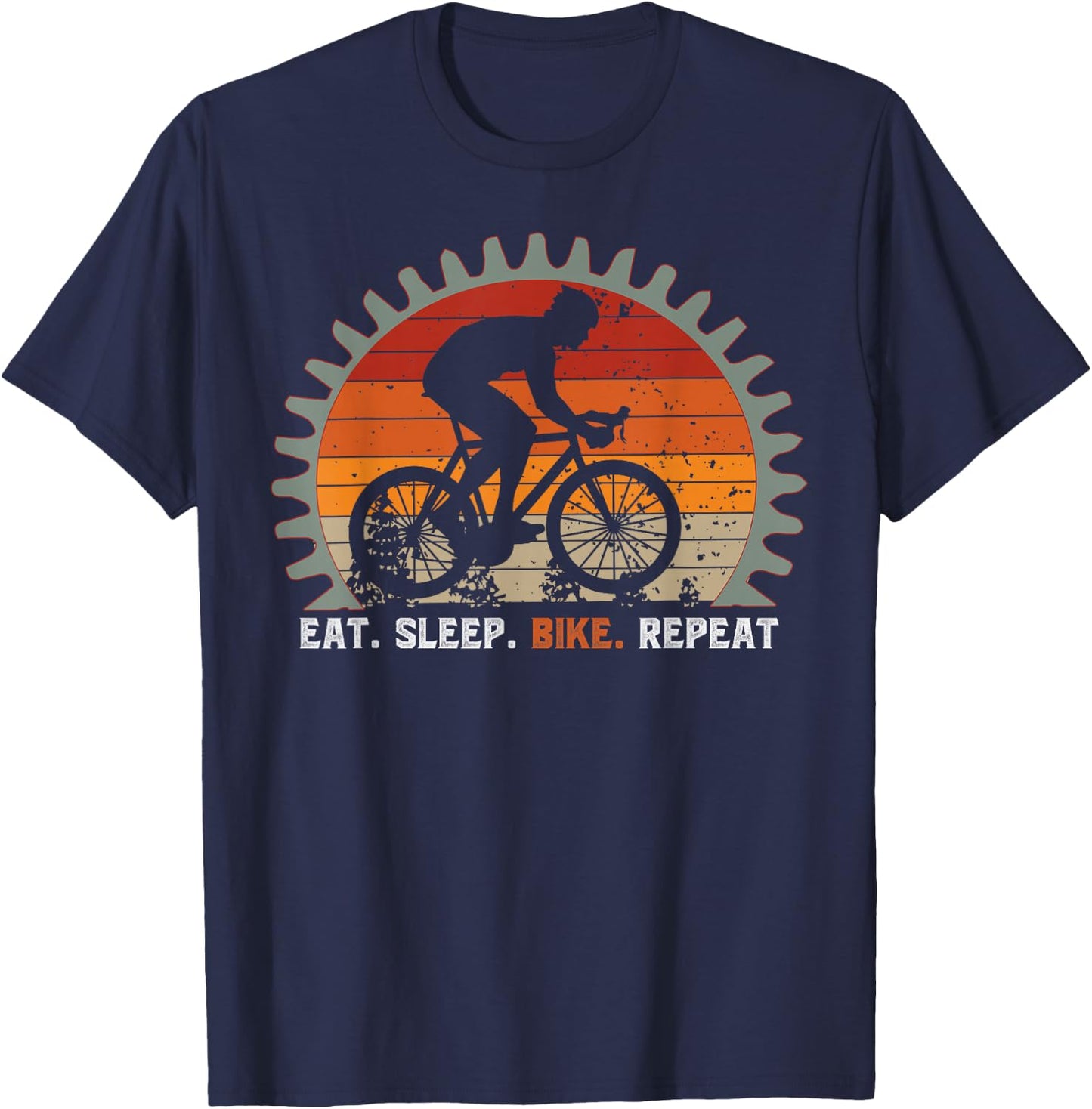 Eat Sleep Bike Repeat Bicycle Gift Cyclist T-Shirt - T-Shirt | Navy