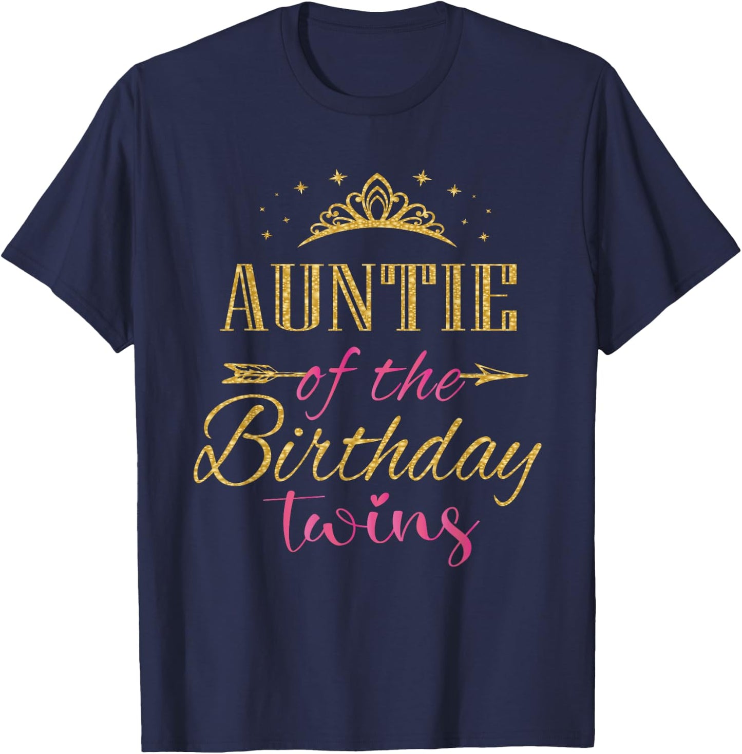 Auntie Of The Birthday Twins Kids Party T-Shirt - T-Shirt | Navy