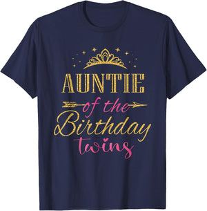 Auntie Of The Birthday Twins Kids Party T-Shirt - T-Shirt | Navy
