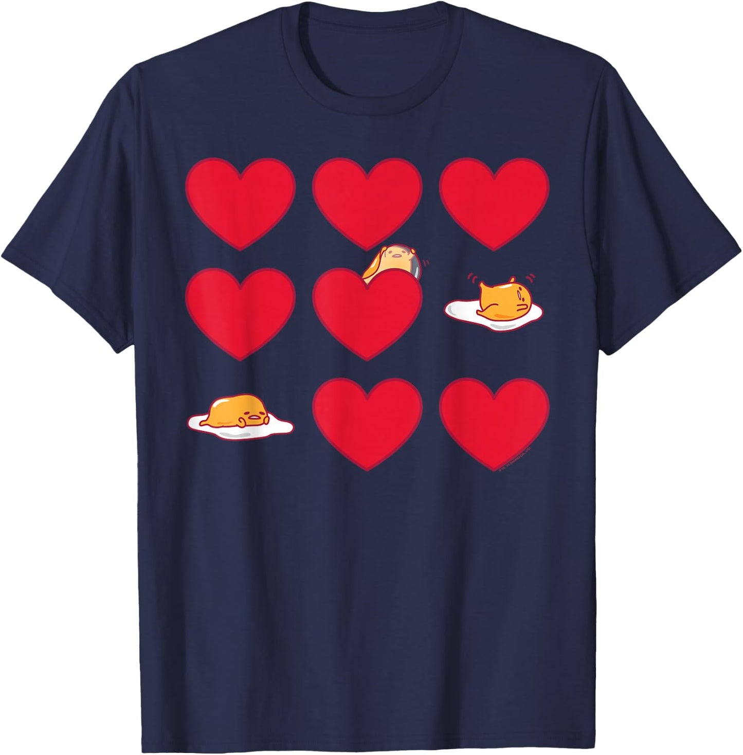 Gudetama Hearts & Eggs Valentine's T-Shirt - T-Shirt | Navy