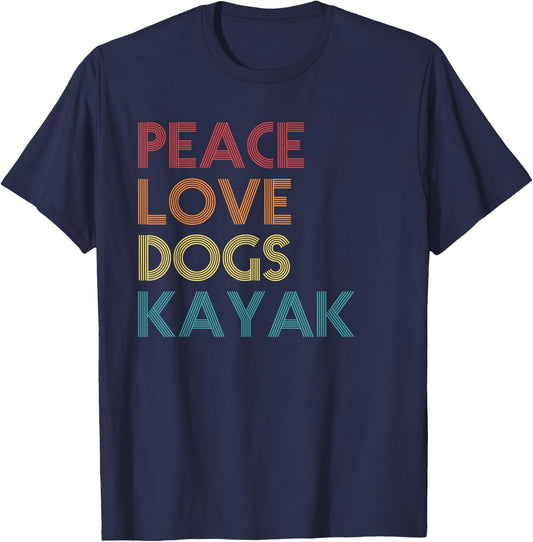 Kayaker Kayaking Apparel Kayak and Dog Lovers Vintage Retro Men Women T-Shirt - T-Shirt | Navy