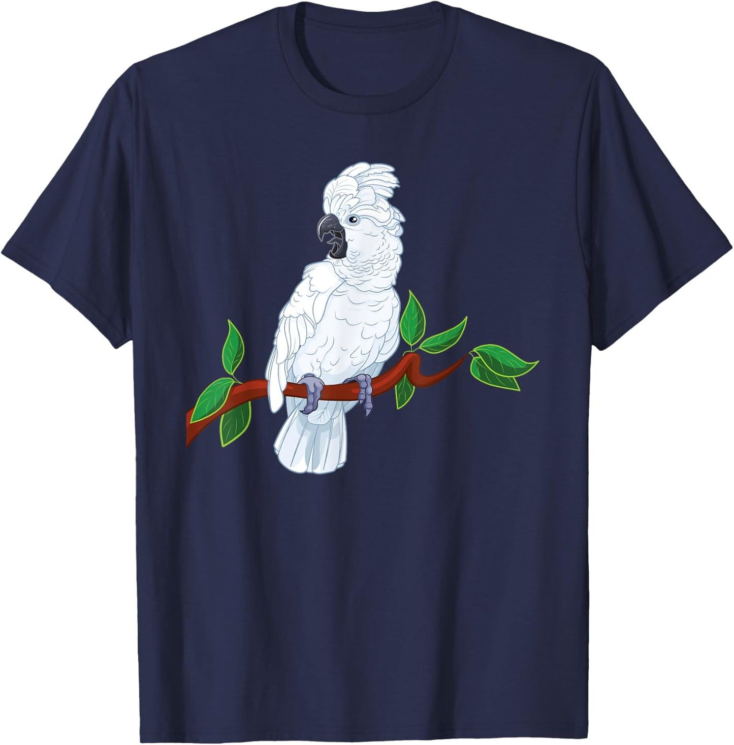 Umbrella Cockatoo on a Branch T-Shirt - T-Shirt | Navy
