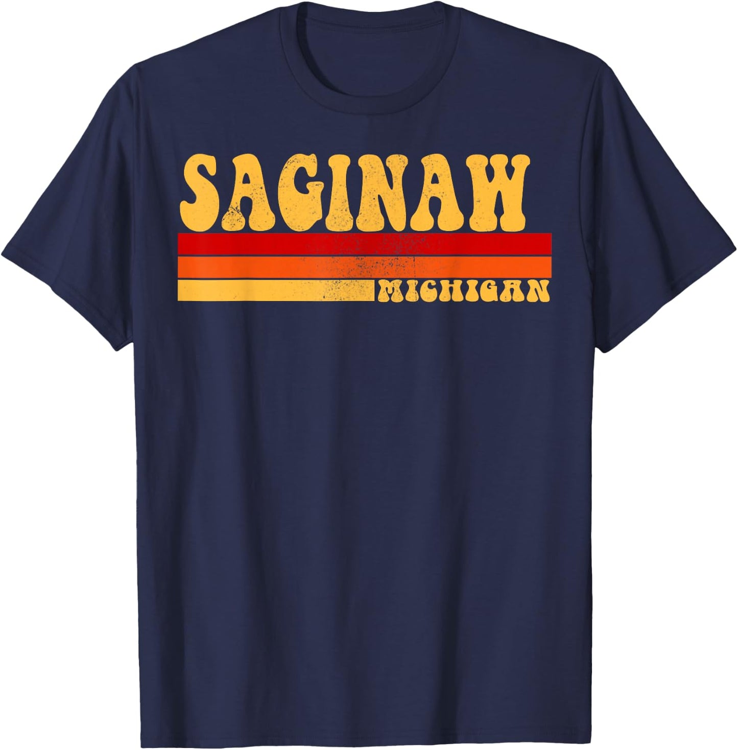SAGINAW Michigan City Vintage Roots Retro Design 70s 80s T-Shirt - T-Shirt | Navy