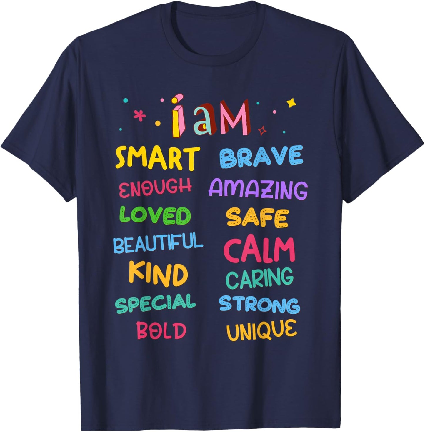 I Am Daily Affirmation Colorful Christian Kids Toddler Girls T-Shirt - T-Shirt | Navy