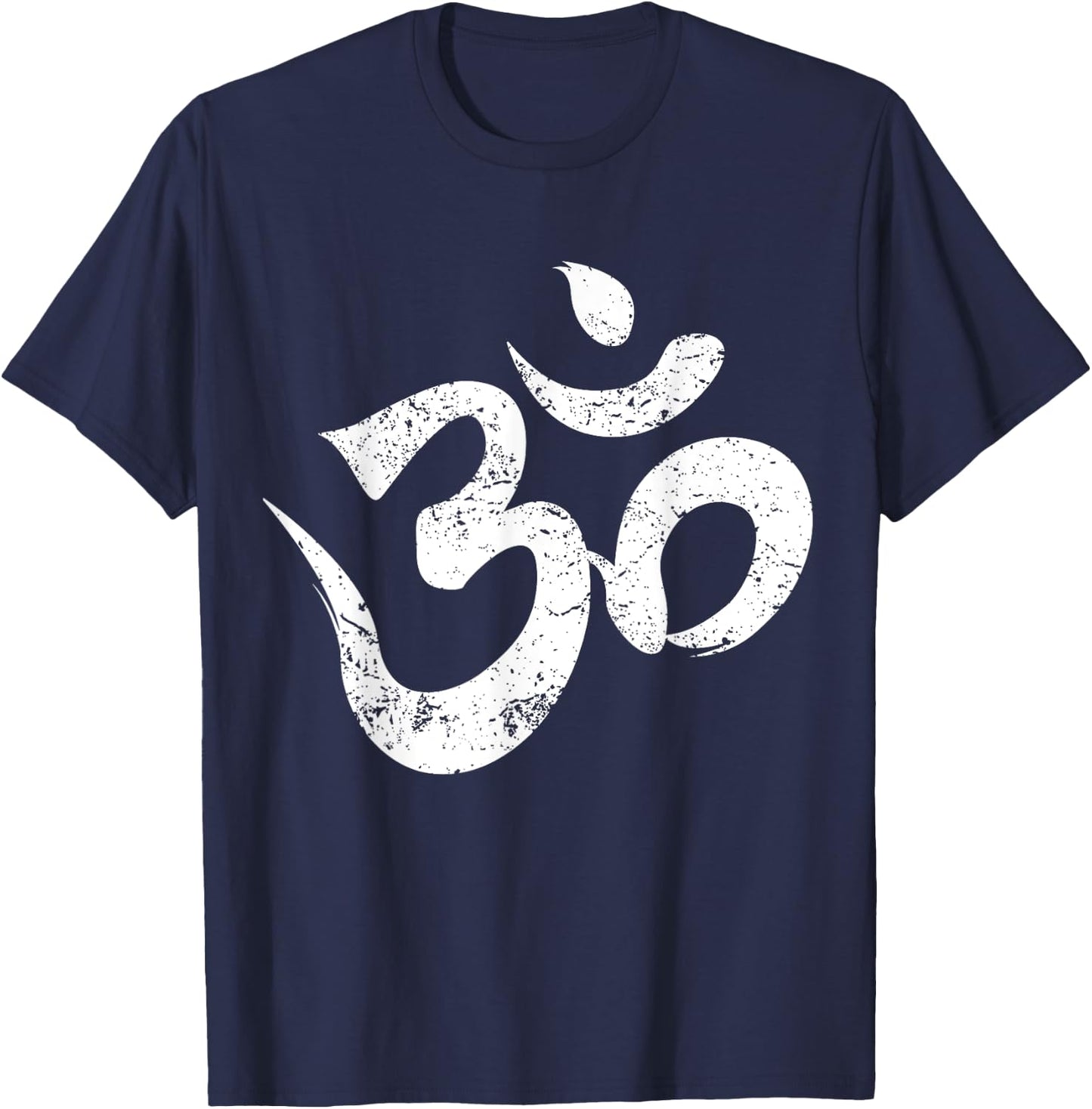 Distressed Om Meditation Spiritual Indian Yoga Symbol Om T-Shirt - T-Shirt | Navy