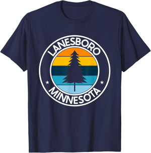 Lanesboro Minnesota MN USA City Pride Retro Sunset T-Shirt - T-Shirt | Navy