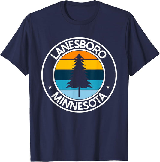 Lanesboro Minnesota MN USA City Pride Retro Sunset T-Shirt - T-Shirt | Navy