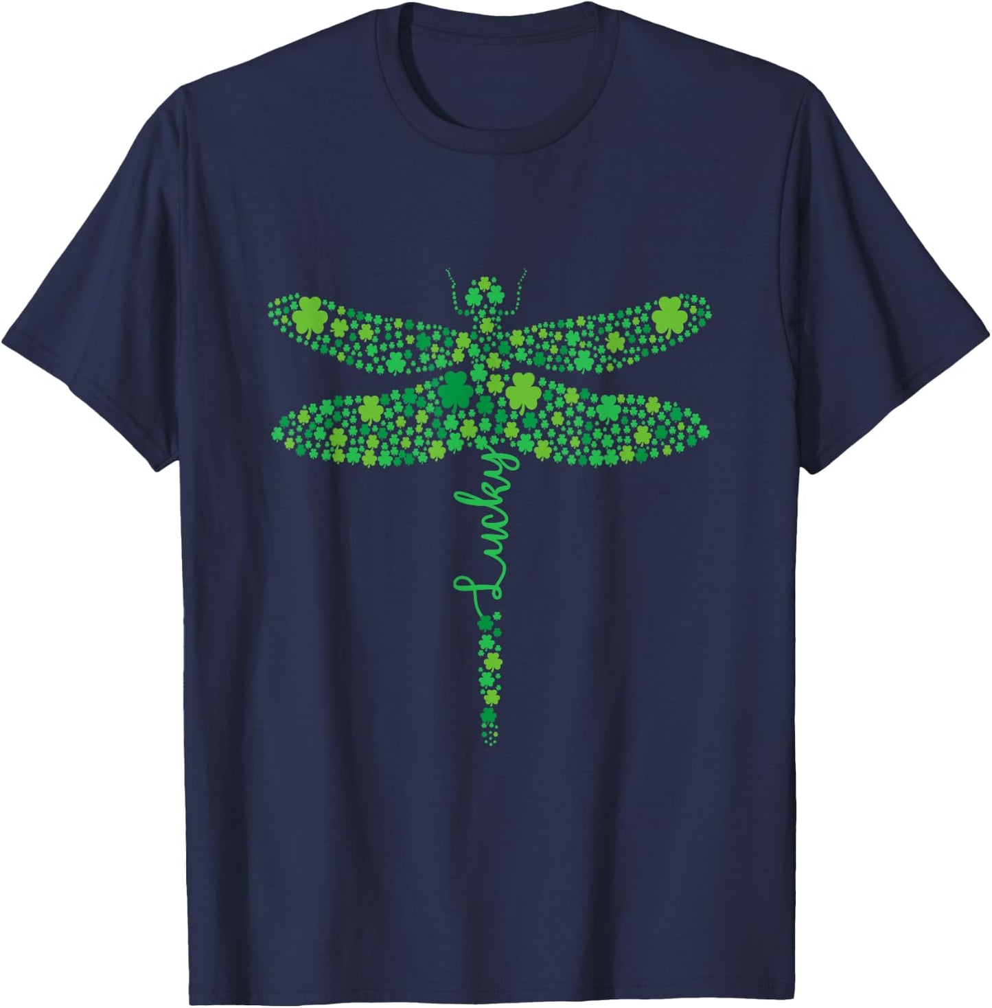 Dragonfly Lucky Shamrock St. Patrick's Day T-Shirt - T-Shirt | Navy