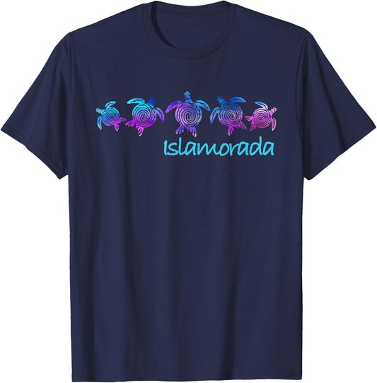 Islamorada, FL Beach Design / Tribal Turtle Gift T-Shirt - T-Shirt | Navy